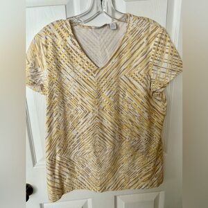 Chico's Gold Tan Graphic Short Sleeve Tee